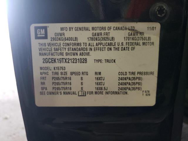 Photo 10 from auction – 2002 CHEVROLET SILVERADO with VIN 2GCEK19TX21231028