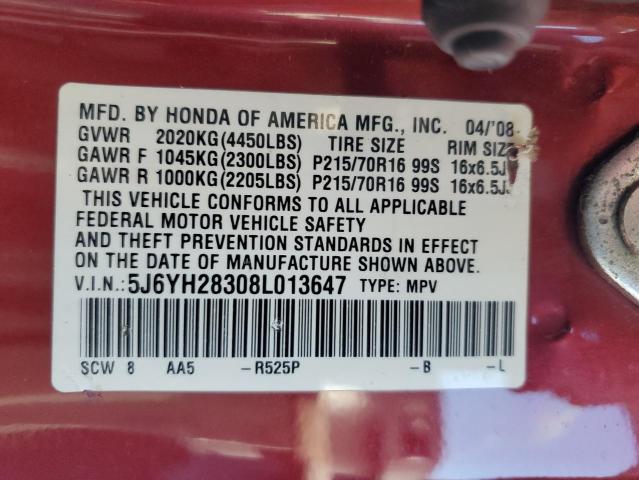Photo 10 from auction – 2008 HONDA ELEMENT LX with VIN 5J6YH28308L013647