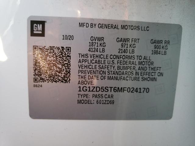 Photo 10 from auction – 2021 CHEVROLET MALIBU LT with VIN 1G1ZD5ST6MF024170