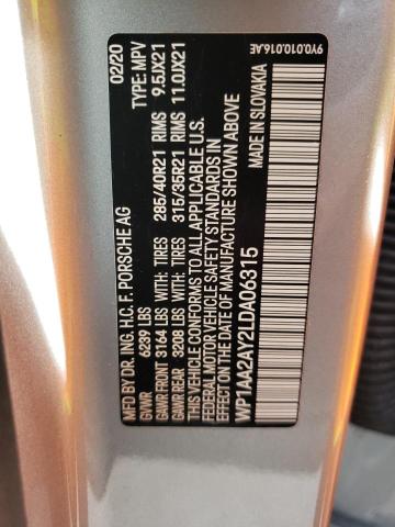 Photo 10 from auction – 2020 PORSCHE CAYENNE with VIN WP1AA2AY2LDA06315