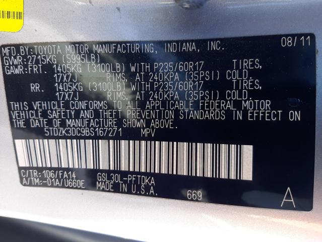 Photo 10 from auction – 2011 TOYOTA SIENNA with VIN 5TDZK3DC9BS167271