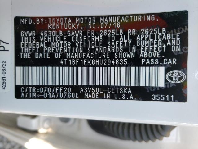 Photo 10 from auction – 2017 TOYOTA CAMRY LE with VIN 4T1BF1FK8HU294835