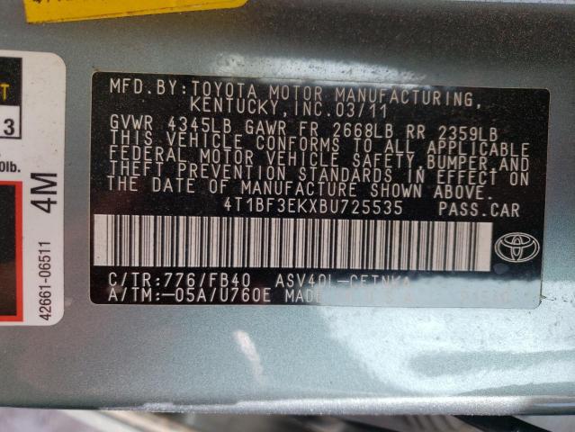 Photo 10 from auction – 2011 TOYOTA CAMRY BASE with VIN 4T1BF3EKXBU725535