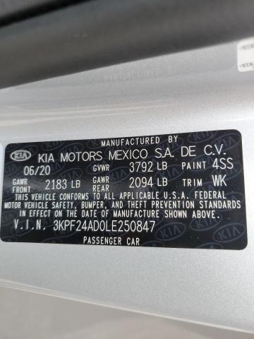 Photo 10 from auction – 2020 KIA FORTE FE with VIN 3KPF24AD0LE250847