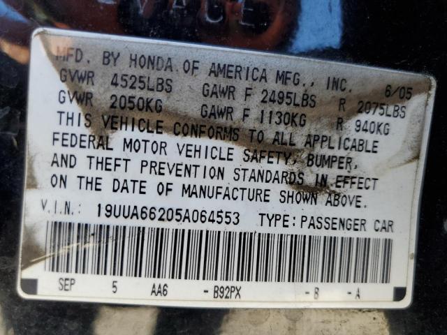 Photo 10 from auction – 2005 ACURA TL with VIN 19UUA66205A064553