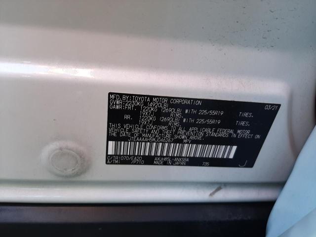 Photo 10 from auction – 2021 TOYOTA VENZA with VIN JTEAAAAH5MJ046267