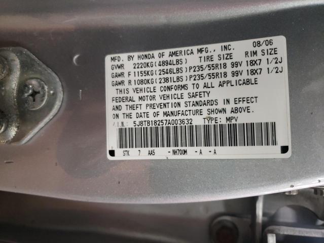 Photo 10 from auction – 2007 ACURA RDX with VIN 5J8TB18257A003632