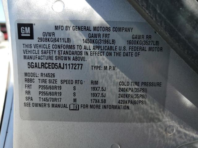 Photo 10 from auction – 2010 BUICK ENCLAVE CX with VIN 5GALRCED5AJ117277