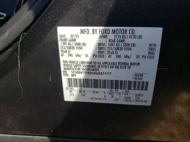 Photo 10 from auction – 2016 FORD EXPLORER L with VIN 1FM5K7F83GGA57117