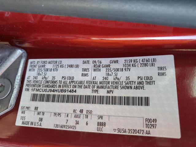 Photo 10 from auction – 2017 FORD ESCAPE TIT with VIN 1FMCU0J94HUB91484