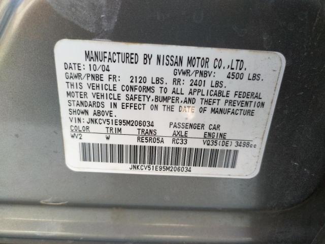 Photo 10 from auction – 2005 INFINITI G35 with VIN JNKCV51E95M206034