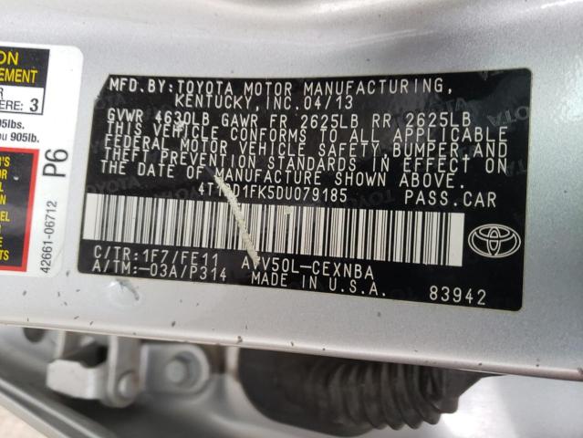 Photo 10 from auction – 2013 TOYOTA CAMRY HYBR with VIN 4T1BD1FK5DU079185