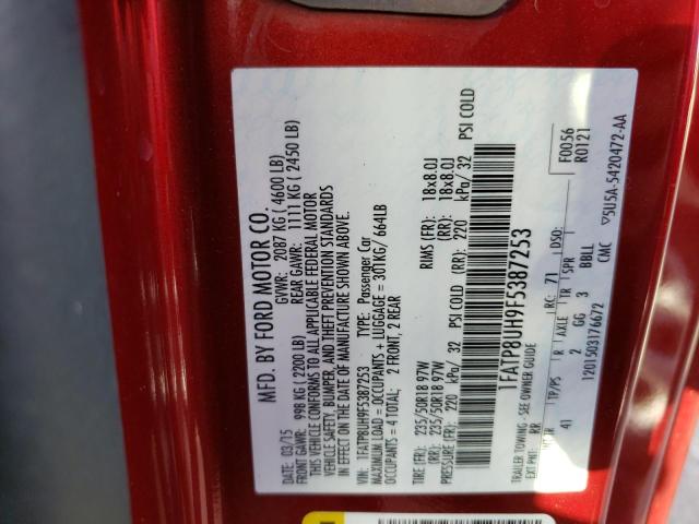 Photo 10 from auction – 2015 FORD MUSTANG with VIN 1FATP8UH9F5387253