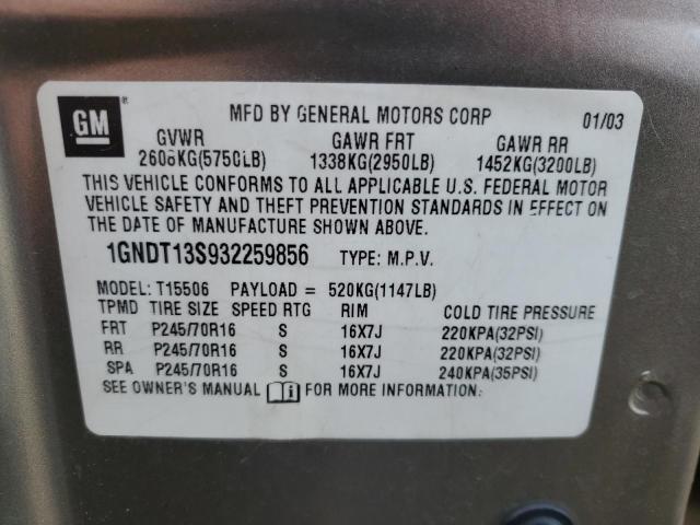 Photo 10 from auction – 2003 CHEVROLET TRAILBLAZE with VIN 1GNDT13S932259856