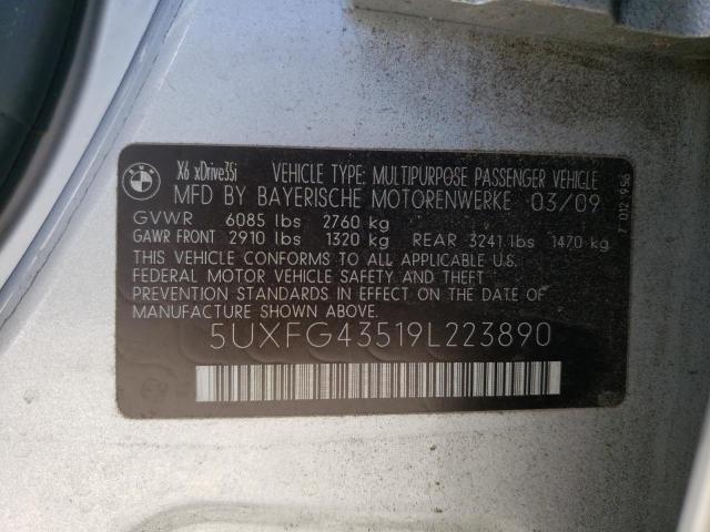 Photo 10 from auction – 2009 BMW X6 XDRIVE3 with VIN 5UXFG43519L223890