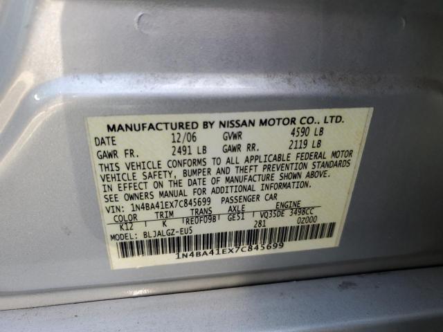 Photo 10 from auction – 2007 NISSAN MAXIMA SE with VIN 1N4BA41EX7C845699