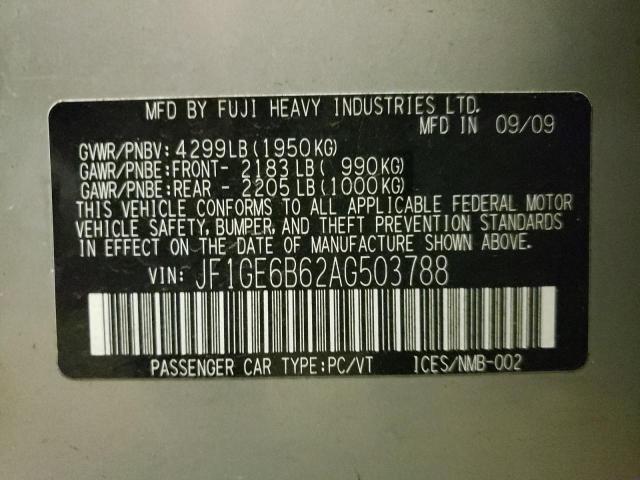 Photo 10 from auction – 2010 SUBARU IMPREZA 2. with VIN JF1GE6B62AG503788
