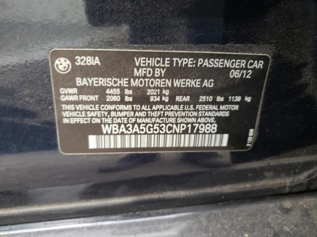 Photo 10 from auction – 2012 BMW 328 I with VIN WBA3A5G53CNP17988