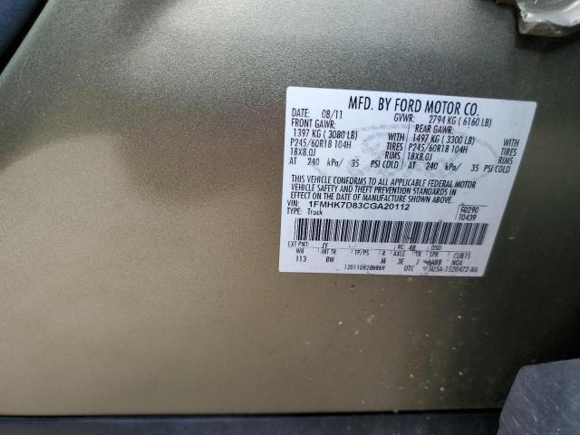 Photo 10 from auction – 2012 FORD EXPLORER X with VIN 1FMHK7D83CGA20112