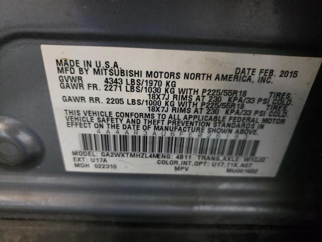 Photo 10 from auction – 2015 MITSUBISHI OUTLANDER with VIN 4A4AR3AU6FE026183