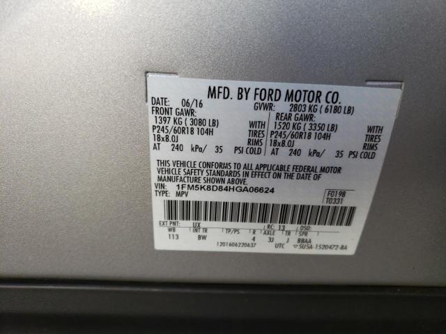 Photo 10 from auction – 2017 FORD EXPLORER X with VIN 1FM5K8D84HGA06624