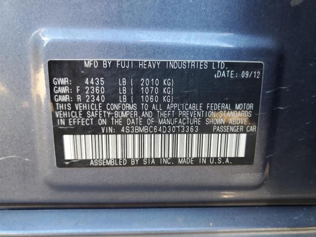 Photo 10 from auction – 2013 SUBARU LEGACY 2.5 with VIN 4S3BMBC64D3013363