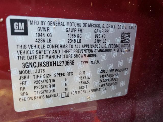 Photo 10 from auction – 2017 CHEVROLET TRAX LS with VIN 3GNCJKSBXHL270668