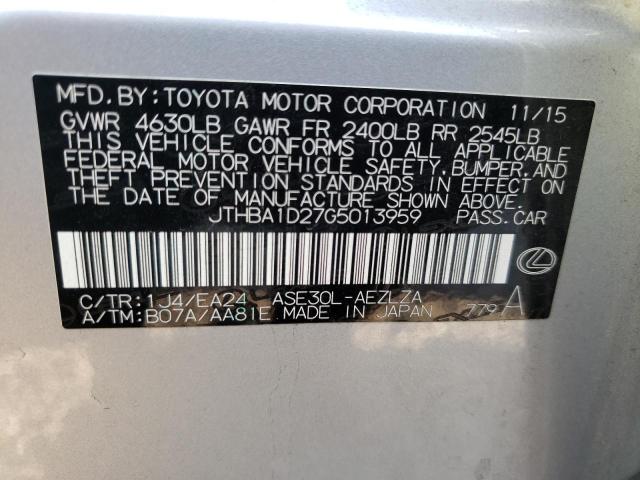 Photo 10 from auction – 2016 LEXUS IS 200T with VIN JTHBA1D27G5013959