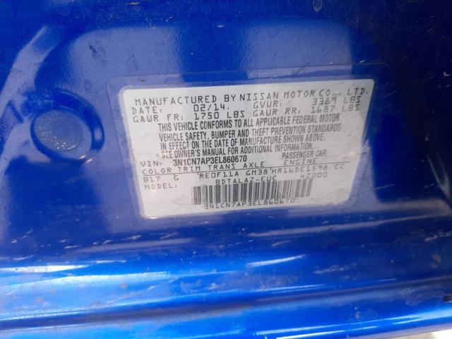 Photo 10 from auction – 2014 NISSAN VERSA with VIN 3N1CN7AP3EL860670