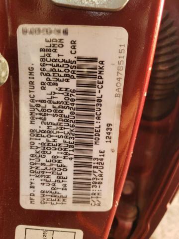 Photo 10 from auction – 2002 TOYOTA CAMRY LE with VIN 4T1BE32K62U024076