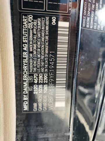 Photo 10 from auction – 2000 MERCEDES-BENZ SL 500 with VIN WDBFA68F9YF194571
