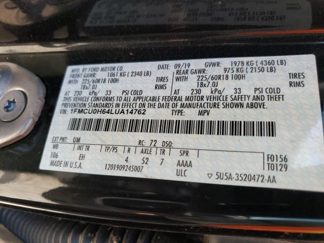 Photo 10 from auction – 2020 FORD ESCAPE SEL with VIN 1FMCU0H64LUA14762