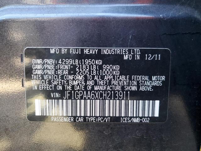 Photo 10 from auction – 2012 SUBARU IMPREZA with VIN JF1GPAA6XCH213911