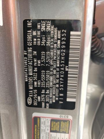 Photo 10 from auction – 2017 KIA SORENTO SX with VIN 5XYPKDA5XHG299352