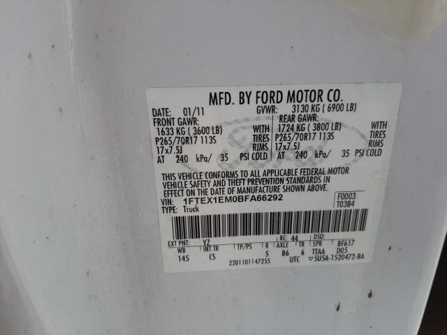 Photo 10 from auction – 2011 FORD F150 SUPER with VIN 1FTEX1EM0BFA66292
