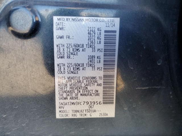 Photo 10 from auction – 2015 NISSAN ROGUE S with VIN 5N1AT2MV3FC793956