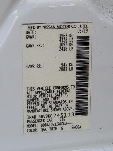 Photo 10 from auction – 2019 NISSAN ALTIMA S with VIN 1N4BL4BV9KC245113