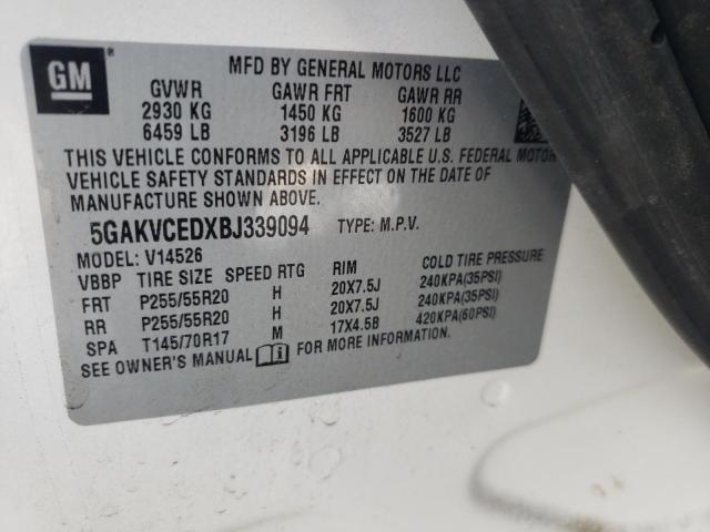 Photo 10 from auction – 2011 BUICK ENCLAVE CX with VIN 5GAKVCEDXBJ339094