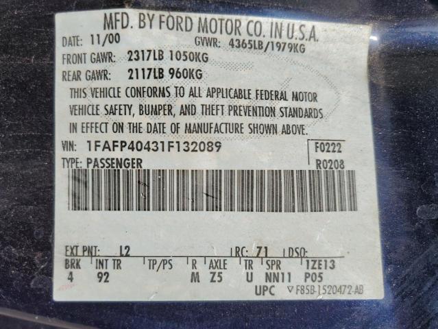 Photo 10 from auction – 2001 FORD MUSTANG with VIN 1FAFP40431F132089