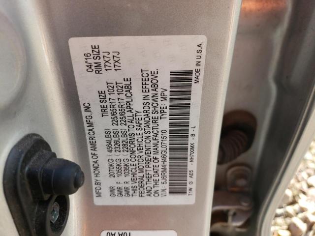 Photo 10 from auction – 2016 HONDA CVR with VIN 5J6RM4H46GL071510