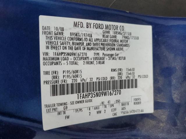 Photo 10 from auction – 2009 FORD FOCUS SE with VIN 1FAHP35N09W167270