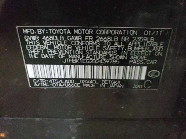 Photo 10 from auction – 2011 LEXUS ES 350 with VIN JTHBK1EG2B2439785