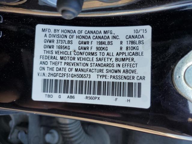 Photo 10 from auction – 2016 HONDA CIVIC LX with VIN 2HGFC2F51GH506573