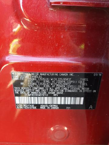 Photo 10 from auction – 2014 TOYOTA RAV4 XLE with VIN 2T3WFREVXEW078743