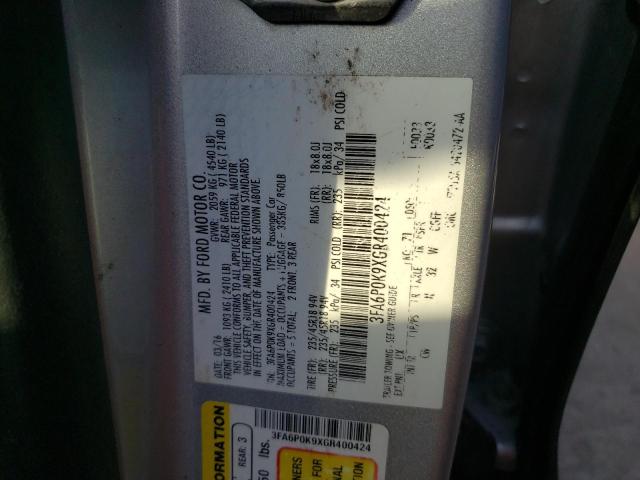 Photo 10 from auction – 2016 FORD FUSION TIT with VIN 3FA6P0K9XGR400424