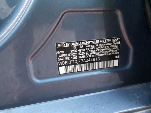 Photo 10 from auction – 2003 MERCEDES-BENZ E 500 with VIN WDBUF70J73A344813