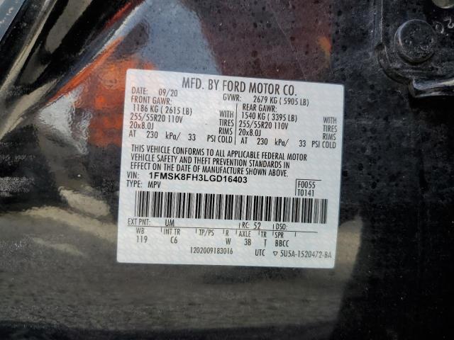 Photo 10 from auction – 2020 FORD EXPLORER L with VIN 1FMSK8FH3LGD16403