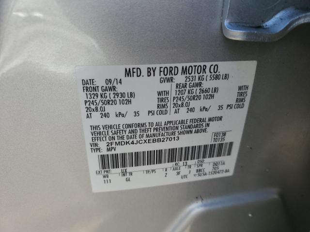 Photo 10 from auction – 2014 FORD EDGE SEL with VIN 2FMDK4JCXEBB27013