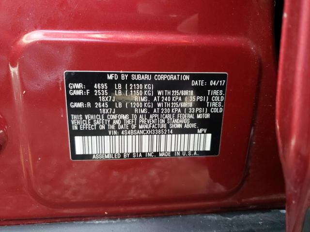 Photo 10 from auction – 2017 SUBARU OUTBACK 2. with VIN 4S4BSANCXH3385214