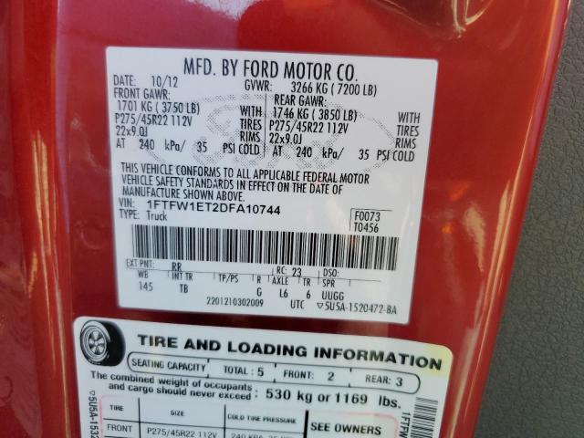 Photo 10 from auction – 2013 FORD F150 SUPER with VIN 1FTFW1ET2DFA10744